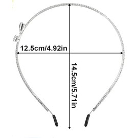 Luhaomisky 2 Pcs Silver Thin Rhinestone Headbands Fashion Bling Crystal Bow Hairbands Hair Styling Accessories for Wedding