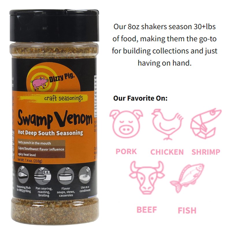 Dizzy Pig Swamp Venom Hot Deep South Seasoning Rub (8oz