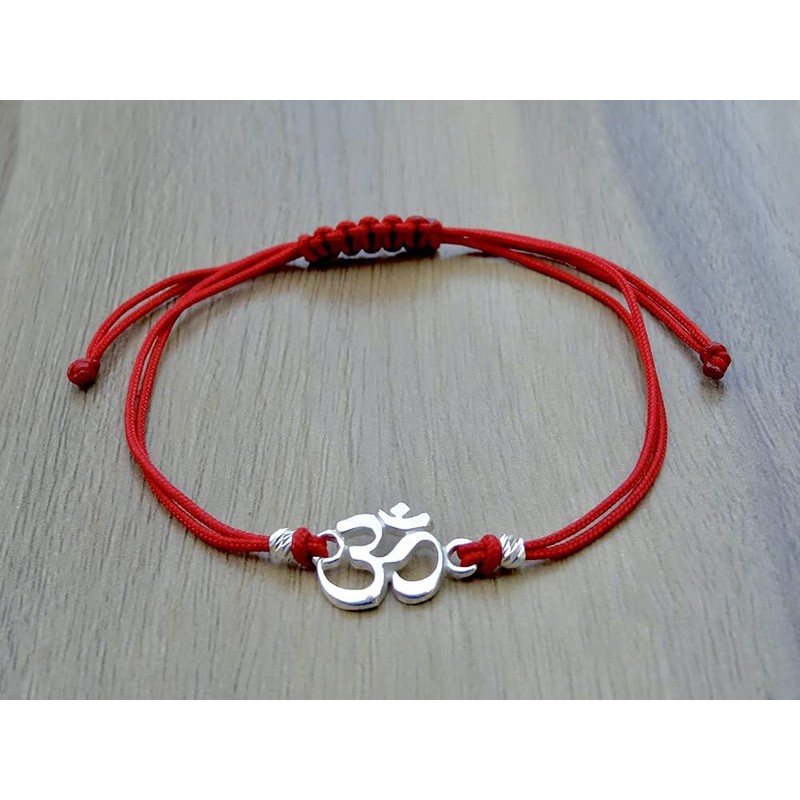 Om Bracelet Bangle Sterling Silver 925 Ohm On Yoga Red
