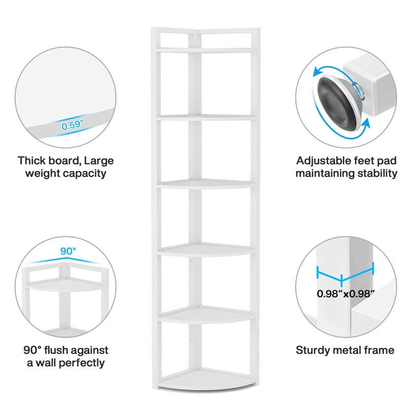 Tribesigns 6 Tier Corner Shelf, 70.9 Inch Tall Corner Bookshelf