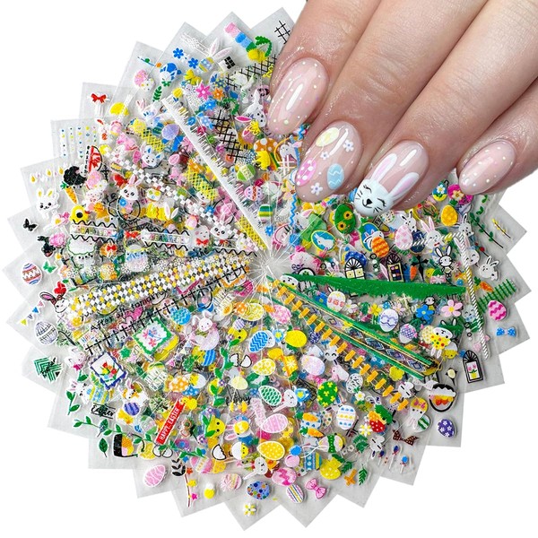 30 Sheets Easter Nail Art Stickers Rabbit Nail Sticker 3D