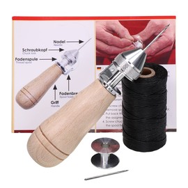 Langlauf Schuhbedarf Professional Sewing Awl Saddle Awl with Leather Needle and Leather Thread - for Sewing Tarpaulins, Leather, Canvas, Convertible Covers and Bags - Leather Speedy Stitcher Thread