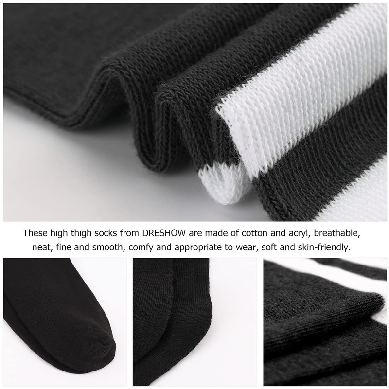 DRESHOW Extra Long Thigh High Socks Long Boot Stockings Striped