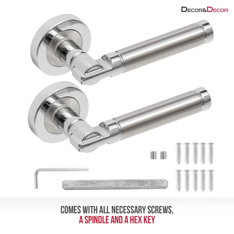 Decoranddecor Internal Door Handles Italian Designer Lever On Rose (Brushed