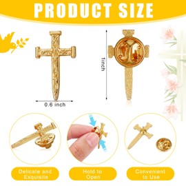 Yinkin 50 Pcs Cross Pins Bulk Cross Lapel Pins Jesus Pin Christian Pins Gold Cross Lapel Pins Memorial Pins Hat Pins for Men Women Christian Chaplain Church Prayer Activities