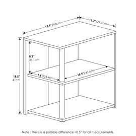 Furinno Romain 2-Tier End Table, French Oak/Black