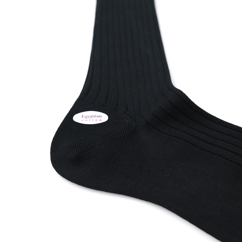 Harrison Egyptian Cotton Wide Rib Socks, Black