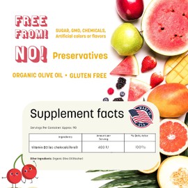 Organic Baby Vitamin d Drops - Vegetarian 400 IU Liquid Vitamin d3 for Babies & Newborn | No Sugar or Flavors | Non-GMO | Gluten Free & Tummy Gentle | Ages 4 & Under | Halal & Kosher Friendly