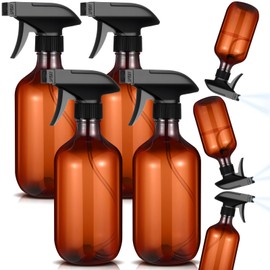 Honeydak 4 Pcs 360° Spray Bottles 16 oz Upside Down Spray Bottles, Plastic Container Is Nice for Plants Cleaning Solutions Durable Nozzle W/fine Mist and Stream Setting(Amber)