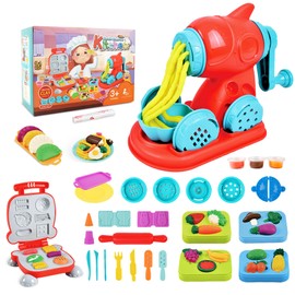 SANCO Playdough Sets for Kids Ages 2-4 - Hamburger Noodle Maker Toy with 24 Colors Clay Dough, Pretend Play Kitchen Creations Food Toys Arts Crafts for Boys Girls 3 4 5 6 7 8 Years Old