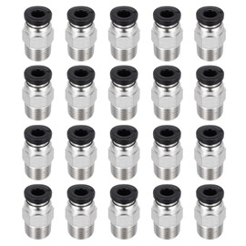 MECCANIXITY 20 Pcs Pneumatic Fitting, PC4-M10 Push to Connect Pneumatic Tube Fittings, Straight Through Fitting for 3D Printer, 2x4mm Tubes, Black