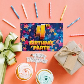 4th Birthday Party Invitations Kids - Celebration Stars 36 Pack - Childrens Birthday Invitations for Boys/Girls A6 Bday Party Invites Invitation Cards with Folding Envelopes