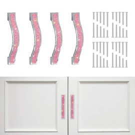 SAVORI Drawer Pulls Handle Bling Crystal Dresser Cupboard Closet Cabinet Wardrobe Door Furniture Handles Hardware Handle Pull for Home Kitchen Bathroom 4 Pack (11cm - 4 Pack, Pink)