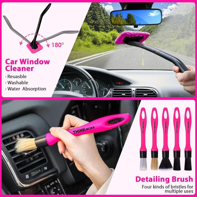 【Mother's Day】THINKWORK Pink Portable Vacuum Cleaner Kit with 8000PA Cordless