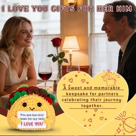 Keyitulo Fathers Day Giift for Husband Boyfriend, Mini Crochet Taco Doll for Couple,I Love You Present for Women Men, 2nd Anniversary Engagement Gift for Husband Boyfriend
