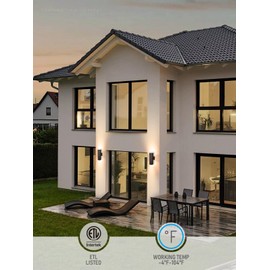 LEONLITE Modern Outdoor Cylinder Wall Lights 17.72", Porch Light in 2 Lights, Up Down Lights, Matte Black Waterproof Wall Sconce, Aluminum, E26 Base, Exterior Light Fixture Wall Mount, ETL, Pack of 2