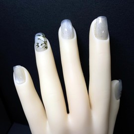 For office workers to press nails, hand-painted bamboo nails, clear cat eye French manicure, short t shape, suitable for summer,Small
