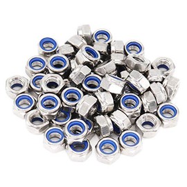 binifiMux 100pcs M3 M4 M5 M6 M8 Nylock Nylon Inserted Lock Nuts 304 Stainless Steel (100pcs M8)