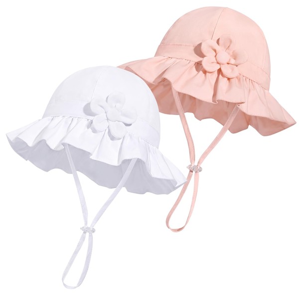 Baby Girl Wide Brim Bucket Hats with UPF 50+ Outdoor