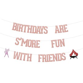S’mores Birthday Party Decorations, Birthdays Are Smore Fun With Friends, S’mores Happy Birthday Banner Camping Themed Garland Hanging Decors Party Supplies