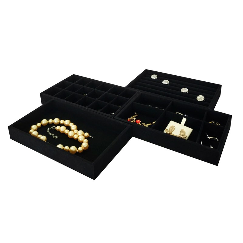 SCIKHEFT Stackable Jewelry Trays Velvet Drawer Organizer Inserts Tray Jewelry