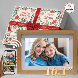 Frameo Digital Photo Frame Gift idea - Compact Design for Home or Office Use, Easy to Install & Maintain Decor Wood Giftbox - Color: Wood Giftbox M
