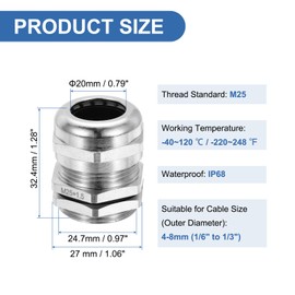 PATIKIL Waterproof Electrical Cable Glands, M25 2 Pcs 12-16mm Nickel-Plated Brass Cord Grip Electric Wire Connector Wire Protector for Outdoor Cable Box Enclosure Junction Box