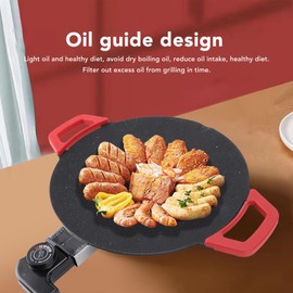 11.8in Electric Griddle, Nonstick Smokeless Electric BBQ Grill Baking Tray with Adjustable Temperature Control, Crepe Maker with Handles, Pancake Maker for Injera, Lefse, Mogogo