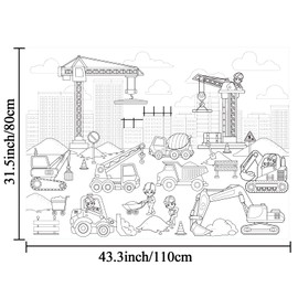 Construction Coloring Books for Kids Dump Truck Giant Coloring Poster Large Coloring Tablecloth Huge Table Cover for Boys Girls Birthday Party Supplies Favor 31.4 x 43.3 Inch