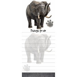 "Elephant Magnetic List Pads" Uniquely Shaped Sticky Notepad Measures 8.5 by 3.5 Inches
