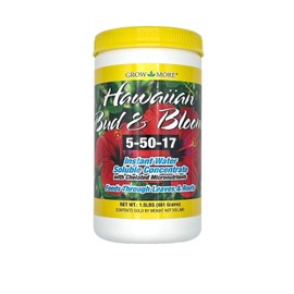 Grow More Fertilizante Hawaiian Bud and Bloom 5-50-17 Libre de Urea - 1.5 libras de Fertilizante Potenciador de Floración Soluble en Agua para Flores - Alimento para Flores Alto en Fósforo para