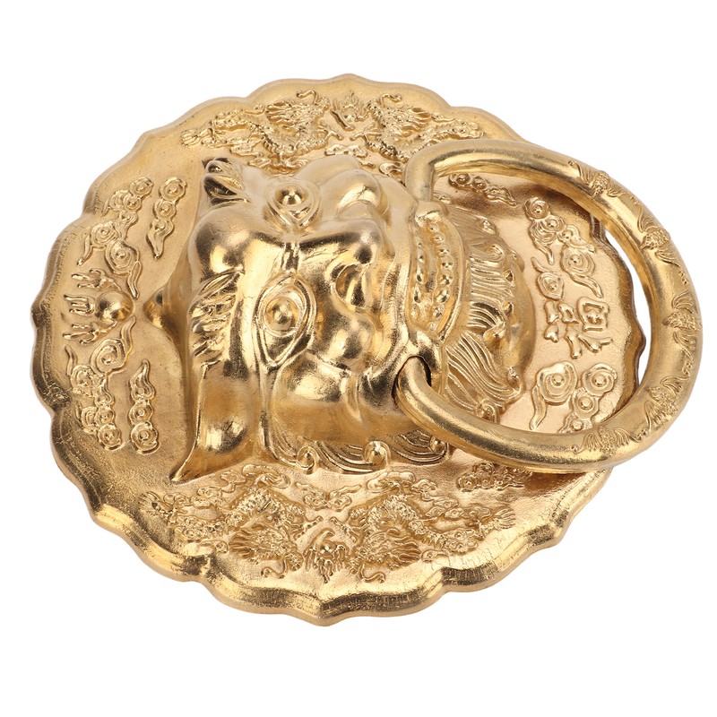 Door Knocker Chinese Animal Head Style Modelled Antique Brass Easy