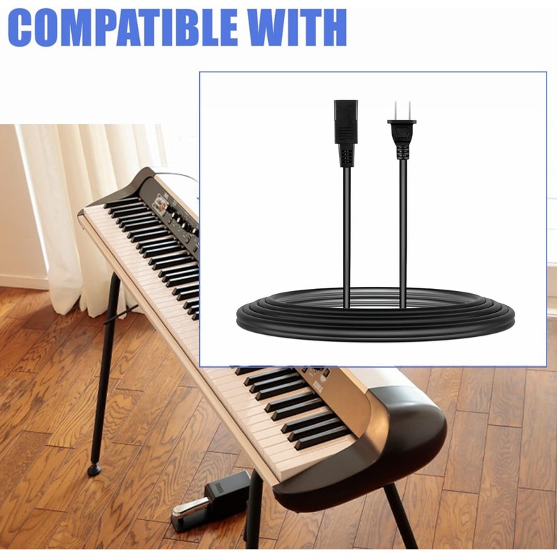 SKKSource 8ft 2-Prong AC Power Cord Cable for Roland E-10