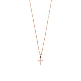 Xenox XS3521RK Women's Classic Cross Necklace with Pendant Zirconia Silver Rose, Sterling Silver, Cubic Zirconia