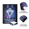 Wolf Fleece Blanket for Bed, Cool Wolves and Aurora Print