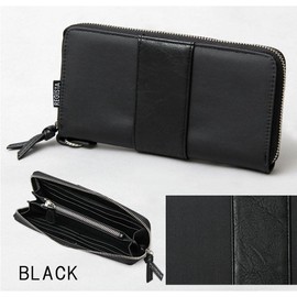 [レジスタ] 財布 メンズ 長財布 ラウンドファスナー キャンバス コーティング加工 黒 迷彩 ブラック