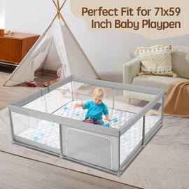 Uniency Extra Thick Baby Play Mat for Floor, 71" x 59" Play Mat for Playpen, Cushioned Crawling Mat, Waterproof Washable Foldable Tummy Time Playmat for Infants, Babies and Toddlers(Stars & Moon)