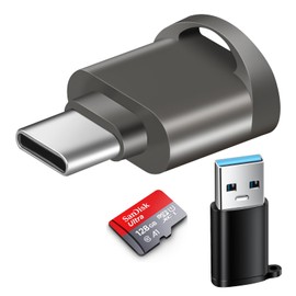 AXFEE Micro SD Card Reader, USB-C Memory Card Reader, TF Card Reader USB C for Micro SDXC, Micro SD, Micro SDHC Cards (with USB C to USB A), Compatible with Galaxy Phones, Laptops, MacBook (Grey)