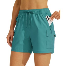 Willit - Pantalones cortos deportivos para mujer, de secado rápido, para golf, de 7 pulgadas, ligeros, para verano, con bolsillos, Lakeshore, Large