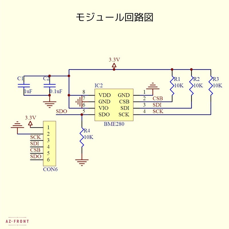 AZ-FRONT BME280 Sensor Module I2C/SPI Temperature Humidity Pressure Measurement for