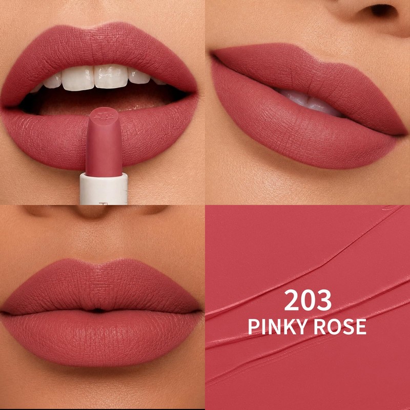 Pink Matte Lipstick – Hydrating, Non-Drying, Full Coverage 203