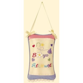 C&F Home No Boys Allowed Embroidered Doorknob Pillow 5" x 8" Cream