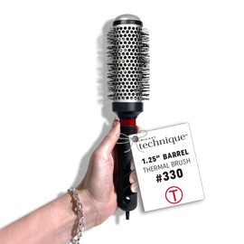 Cricket Technique Thermal Hair Brush #330 1.25” for Curling, and Styling – Heat-Retaining Barrel with Anti-Static Tourmaline Bristles, Round Thermal Brush, Ideal for All Hair Types
