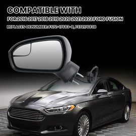 Clidr Driver Side Mirror Compatible with 2016 2017 2018 2019 2020 2021 2022 Ford Fusion Non-Heated Manual Folding Rear View Mirror Replace FS7Z-17683-B Black 3 Pins