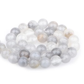 Bymitel 45 pcs Natural Genuine Real Round Loose Stone Beads Gemstone Spacers for Charm DIY Jewelry Making 15.5" per Strand 8mm (Cloudy Quartz Crystals, 8mm)