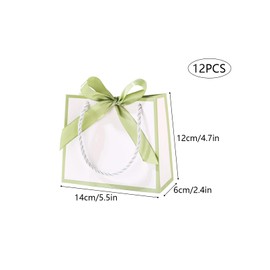 12Pcs Mini Gift Bags with Ribbons, Extra Small White Gift Bags with Handles (5.51× 2.36× 4.72 inches)