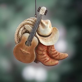 The Bridge Collection Western Boots Ornaments - Set of 2 - Merry Christmas Y'all Cowboy Themed Ornaments for Holiday Decor - Cowboy Boots Christmas Ornaments