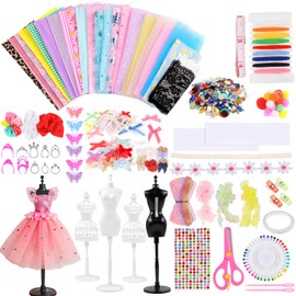 Tikplus Fashion Designer Kits for Girls, Kids Sewing Kit Ages 8-12, 4 Models, 24 Colors DIY Doll Clothes, Arts and Crafts Making Kit for Kids Age 9 10 11 12+, Dress Up Art Gifts