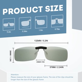 Long Keeper Polarised Sunglasses Clip for Glasses Wearers - Sunglasses Attachment Glasses Men Women Sunglasses Clip for Driving Fishing Outdoor, Photochrome - Size2