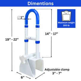 EYL Medical Supplies Adjustable Bathtub Handle for Elderly | Sturdy Clamp-On Tub Grab Bar with 300lb Capacity | Grab Bars for Bathtubs | Bathtub Handles for Seniors | Durable Tub Safety Rail 14" x 17